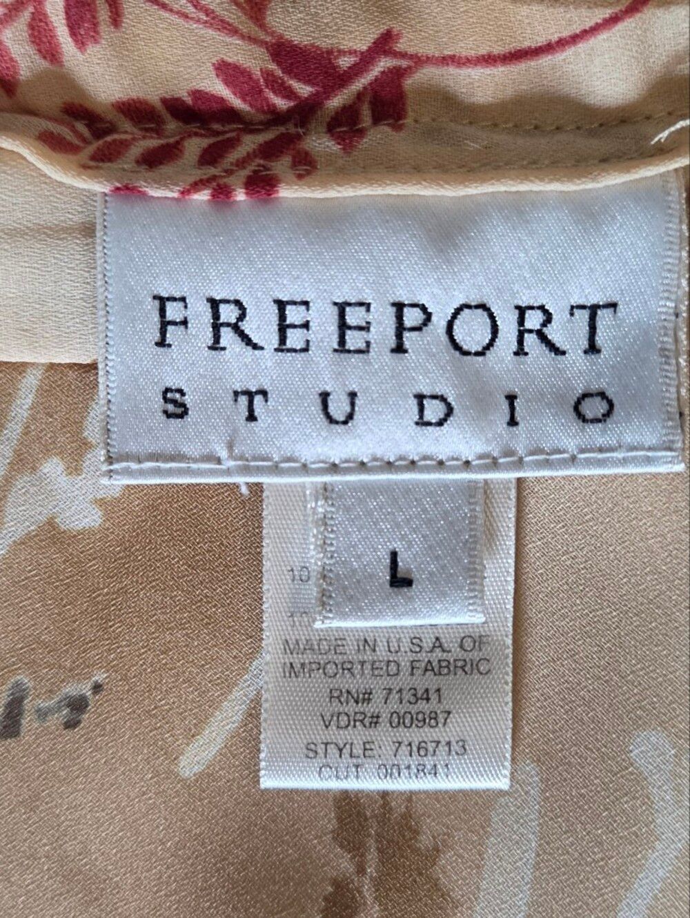 Freeport Studio Beige Fall Floral A-Line Women's Skirt - Midi Size L Large - Picture 4 of 6